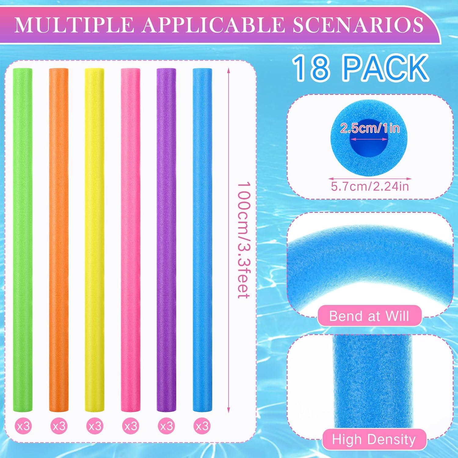 18 Pack Pool Noodles Bulk 39 x - Foam Pool Noodle ulasan dan harga